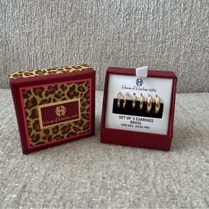 House of Harlow 1960 Set of 3 Gold Brass Hoop Earrings